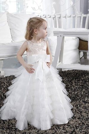 Robe de cortège enfant longue fermeutre eclair en tulle encolure ronde a-ligne - Photo 1