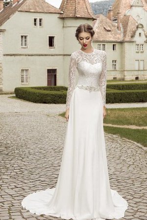 Abito da Sposa originale in Chiffon Tubino con Perline Buco Della Serratura Schiena decorato - Foto 1