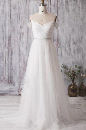 Abito da Sposa Conotta con Criss-cross con Perline Naturale in Tulle A Terra - Foto 1