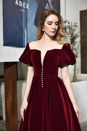 Robe de bal avec manche courte ruchés longs salle interne accrocheur simple - Photo 3