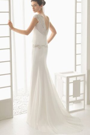 Robe de mariée à la mode facile de traîne courte en chute de col bateau - Photo 3