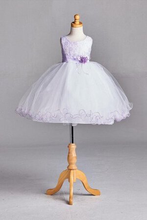 Abito da Cerimonia Bambini con Increspature Ball Gown in Tulle Senza Maniche con Fiore A Terra - Foto 1