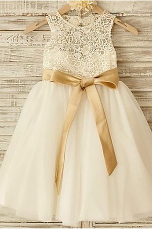 Robe de cortège enfant naturel de princesse a-ligne jusqu'au sol avec sans manches - Photo 2