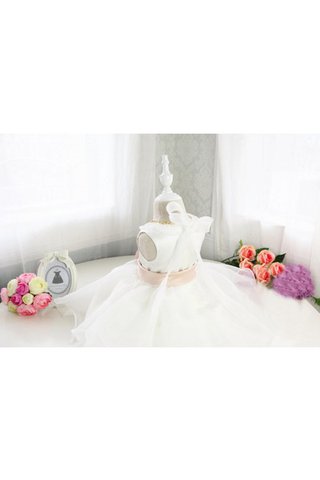 Abito da Cerimonia Bambini Ball Gown Senza Maniche con Increspato decorato Tondo al ginocchio - Foto 2