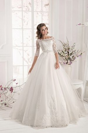 Robe de mariée en organza de traîne moyenne avec décoration dentelle ligne a avec lacets - Photo 4