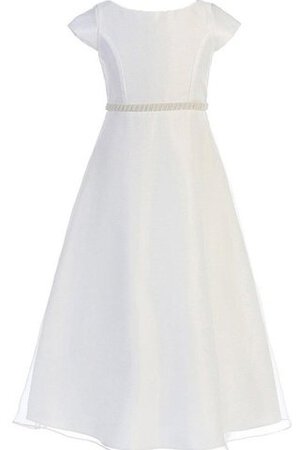 Robe de cortège enfant avec manche épeules enveloppants en tulle a-ligne ceinture avec ruban - Photo 1