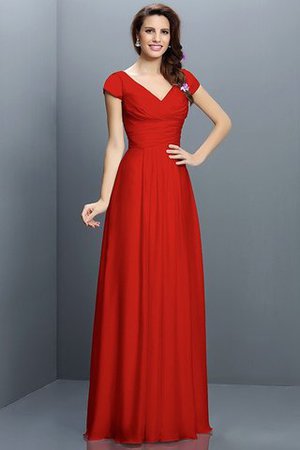 Robe demoiselle d'honneur plissé avec zip en chiffon de princesse a-ligne - Photo 23